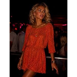 Never Fully Dressed Orange Sequin Mini Dress NFDDR1902 NWT US 4